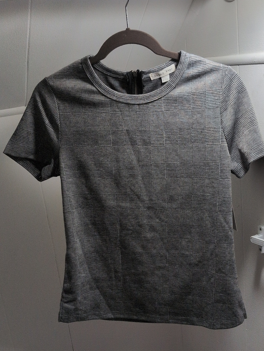 Women’s Gray Glen Check Short Sleeve Tee with Back Zip